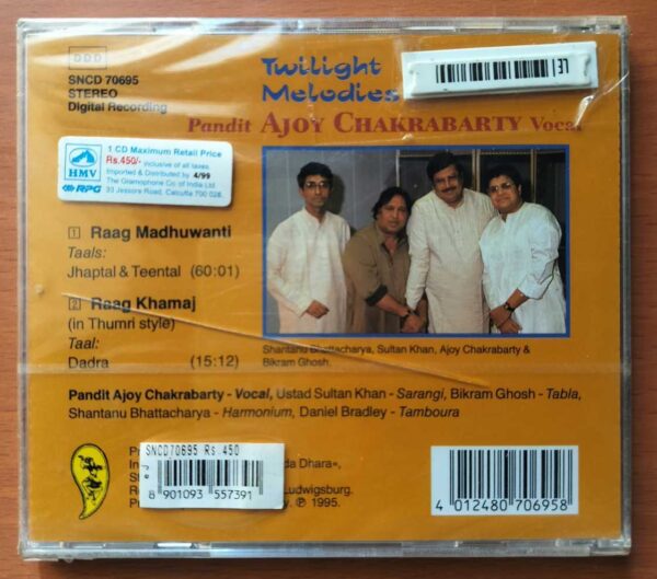 TWILIGHT MELODIES PANDIT AJOY CHAKRAVARTHY VOCAL - Imported Classical Audio Cd (FACTORY SEALED PACK) - Image 2