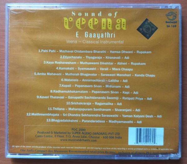 SOUND OF VEENA - E. Gaayathri Instrumental Audio Cd - Image 3