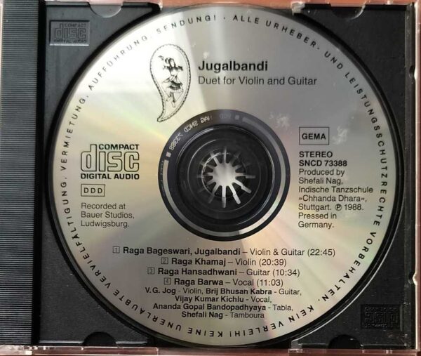 JUGALBANDI DUET FOR VIOLIN AND GUITAR RAGA BAGESWARI - V.G. Jog & Brij Bhushsn Kabra Instrumental Audio Cd - Image 2