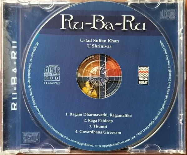 RU-BA-RU - Ustad Sultan Khan & U Shrinivas Classical Audio Cd - Image 2