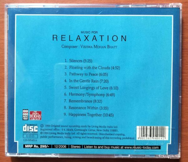 MUSIC FOR RELAXATION - Viawa Mohan Bhatt Meditation Audio Cd - Image 3