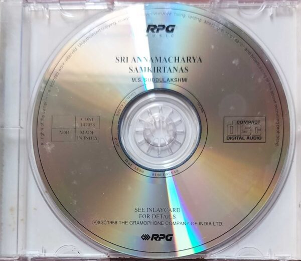 SRI ANNAMACHARYA SAMKIRTANAS - M.S. Subbulakshmi Carnatic Vocal Audio CD - Image 2