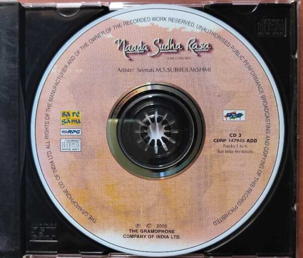 NAADA SUDHA RASA VOL. 3  - M.S. Subbulakshmi Carnatic Vocal Audio Cd - Image 2