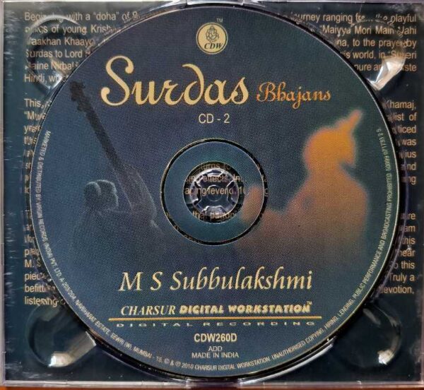 SURDAS BHAJANS - M.S. Subbulakshmi Devotional 2CD Pack Audio Cd - Image 3