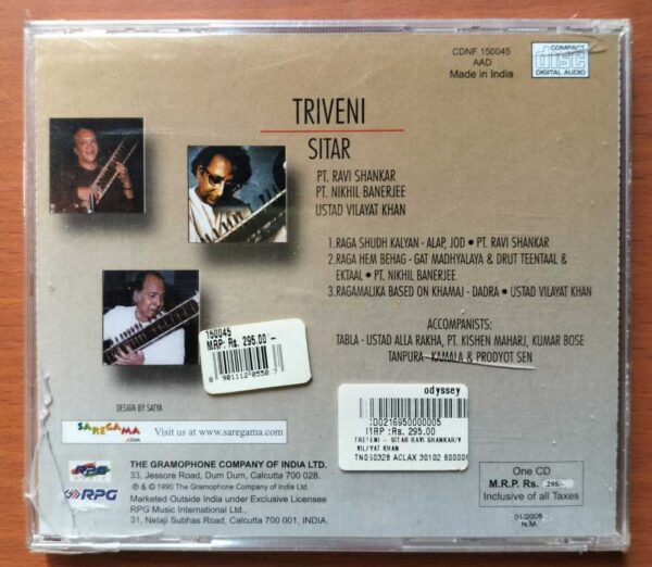 TRIVENI SITAR - Ravi Shankar & Ustad Vilayat Khan Instrumental Audio Cd (FACTORY SEALED PACK) - Image 2