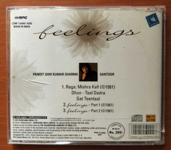FEELINGS - Pandit Shiv Kumar Sharma Instrumental Audio Cd - Image 3