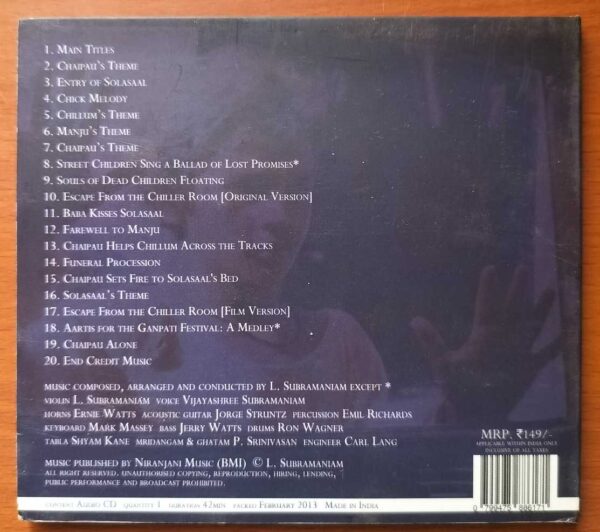 25TH ANNIVERSARY EDITION MIRA NAIR'S SALAAM BOMBAY - L. Subramaniam Instrumental Audio Cd - Image 3