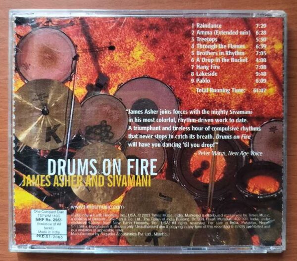 DRUMS ON FIRE - James Asher And Sivmani Instrumental Audio Cd - Image 3
