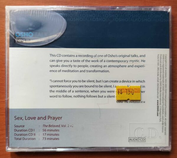 OSHO TALK SEX LOVE AND OTHER - Osho Living In Awareness Audio Cd (FACTORY SEALED PACK) - Image 2