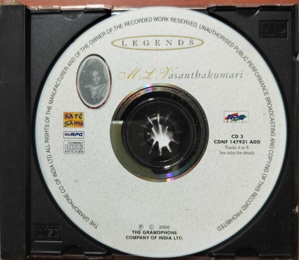 LEGENDS - M.L. Vasanthakumari Carnatic Classical Audio Cd - Image 2