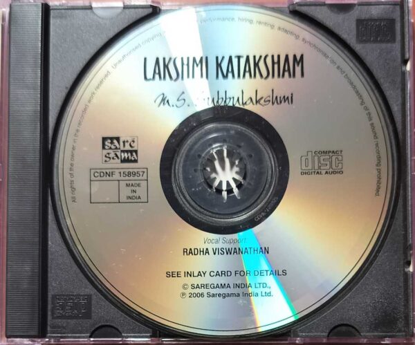 LAKSHMI KATAKSHAM - M.S. Subbulakshmi Carnatic Vocal Audio Cd - Image 2
