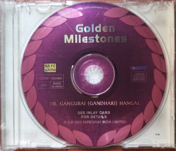 GOLDEN MILESTONES - DR. Gangubai Hangal Hindustani Audio Cd - Image 2