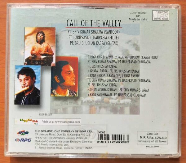 CALL OF THE VALLEY - Shiv Kumar Sharma & Hariprasad Chaurasia Classical Instrumental Audio Cd - Image 3