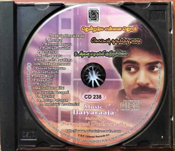 THENDRALE ENNAI THODU / SOLLA THUDIKKUDHU MANASU / UNNAI SOLLI KUTTRAMILLAI  - Imported Ilaiyaraaja Oriental Audio Cd - Image 2