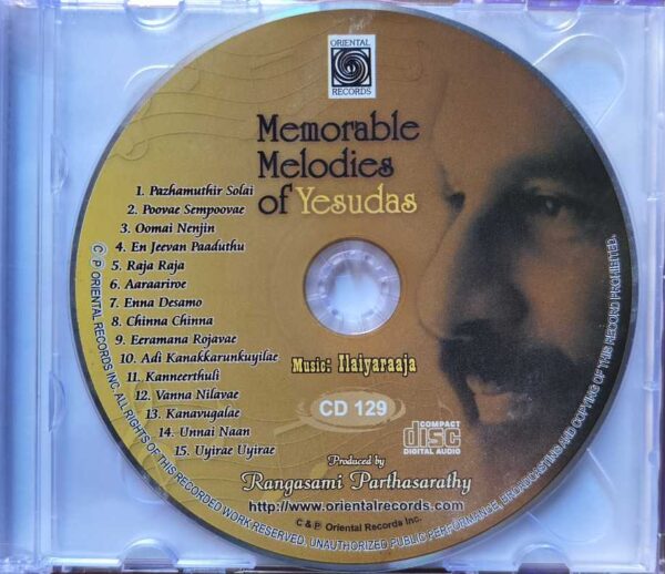 MEMORABLE MELODIES OF YESUDAS - Ilayaraja Oriental Audio Cd - Image 2