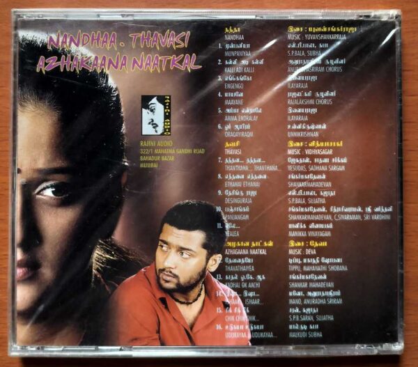 NANDHAA / THAVASI / AZHAKANA NAATKAL - Yuvan Shankar Raja & Vidyasagar Tamil Audio Cd (FACTORY SEALED PACK) - Image 2