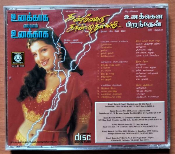 UNNAKKAGA ELLAM UNNAKKAGA / KANNODU KANBADHELLAM / UNNAKENNA PIRANDHEN - Yuvan Shankar Raja & Deva Imported Tamil Audio Cd (FACTORY SEALED PACK) - Image 2