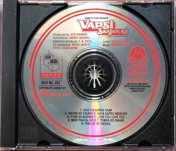 VAPSI SAAJAN KI - Imported Anand-Milind Venus Melody Audio Cd - Image 2