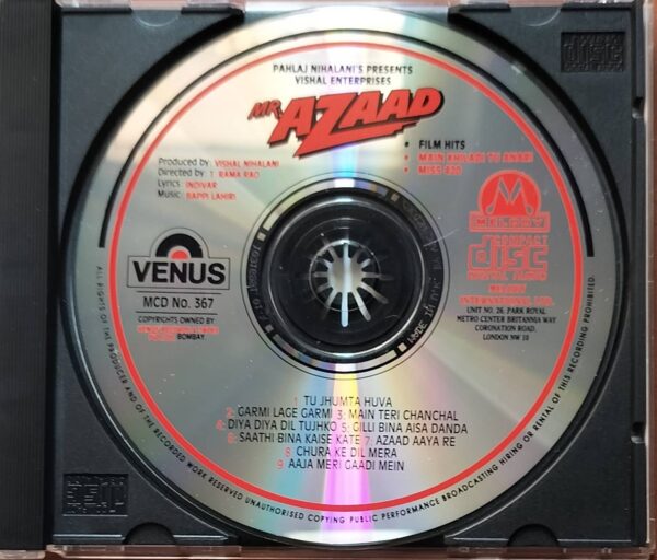 MR. AZAAD - Imported Bappi Lahiri Venus Melody Hindi Audio Cd - Image 2