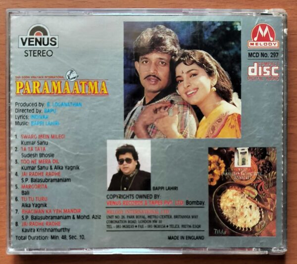 PARAMAATMA - Imported Bappi Lahiri Venus Melody Hindi Audio Cd - Image 3