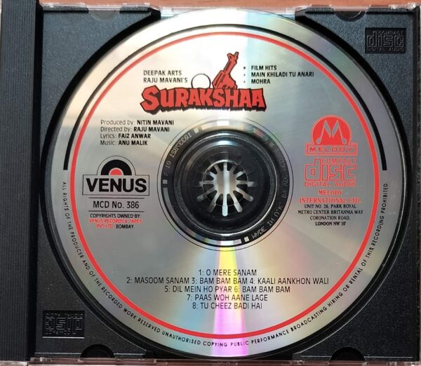 SURAKSHAA - Imported Anu Malik Venus Melody Hindi Audio Cd - Image 2
