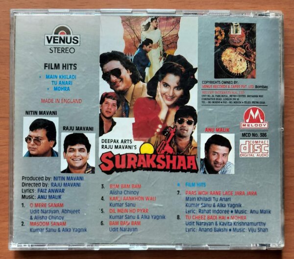 SURAKSHAA - Imported Anu Malik Venus Melody Hindi Audio Cd - Image 3