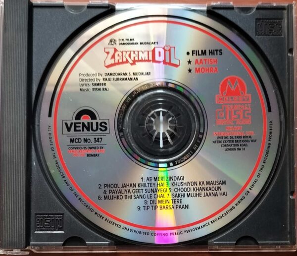 ZAKHMI DIL - Imported Rishi Raj Venus Melody Hindi Audio Cd - Image 2