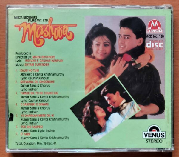 MASHOOQ - Shyam- Surender Imported Venus Melody Hindi Audio Cd - Image 3