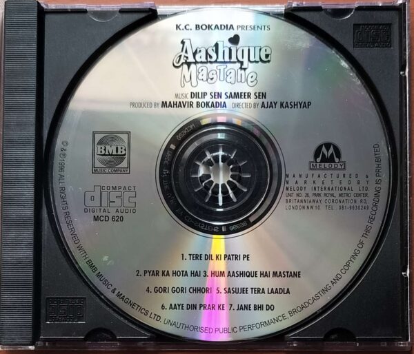 AASHIQUE MASTANE - Imported Dilip Sen Sameer Sen Venus Melody Hindi Audio Cd - Image 2