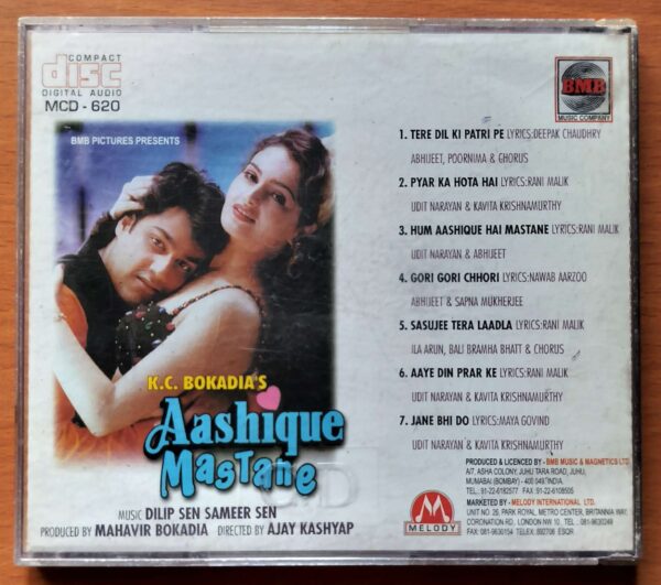 AASHIQUE MASTANE - Imported Dilip Sen Sameer Sen Venus Melody Hindi Audio Cd - Image 3