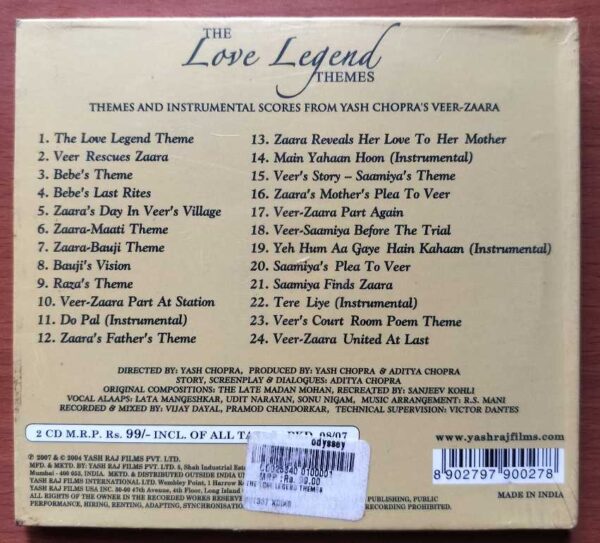 THE LOVE LEGEND THEMES - Hindi 2CD Pack Audio Cd (FACTORY SEALED PACK) - Image 2