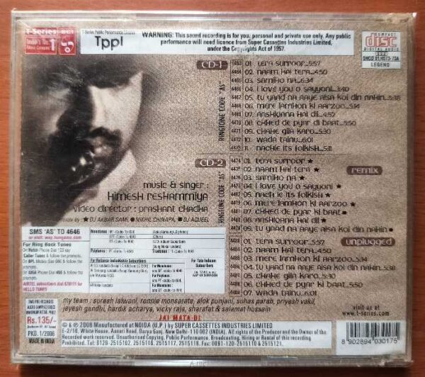 AAP KAA SURROOR - Himesh Reshammiya Debut Album Hindi 2CD Pack Audio Cd - Image 2
