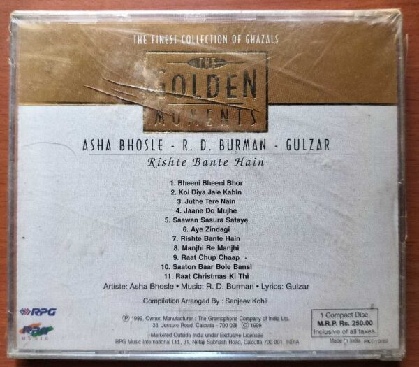 THE GOLDEN MOMENTS - Asha Bhosle & R.D. Burman & Gulzar Hindi Film Audio Cd (FACTORY SEALED PACK) - Image 2
