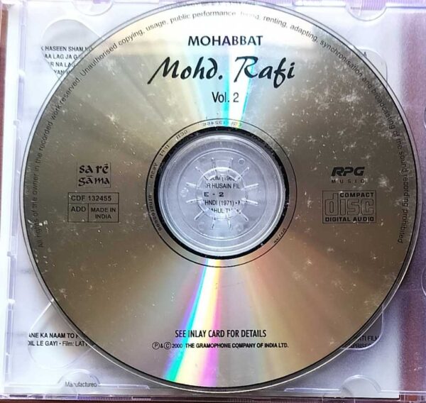 MOHABBAT THE ROMANCE VOL 1&2 - Mohd. Rafi Hindi Film 2CD Pack Audio Cd - Image 3