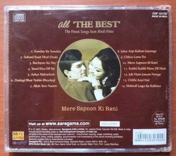 ALL THE BEST MERE SAPNON KI RANI - The Finest Hindi Film Audio Cd - Image 3