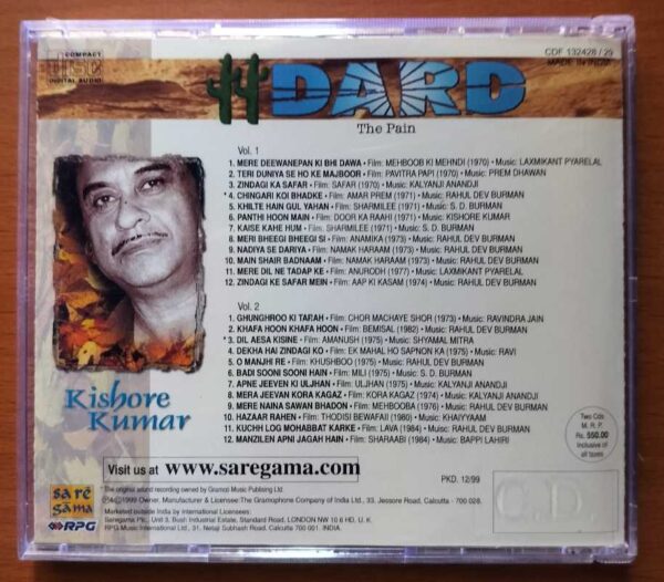 DARD - Kishore Kumar Hindi 2CD Pack Audio Cd - Image 4