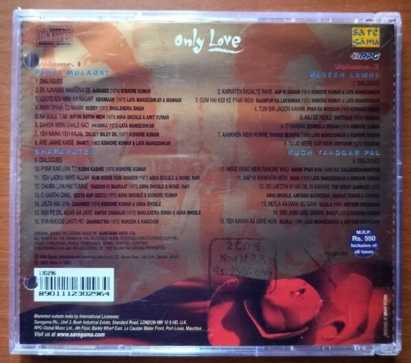 ONLY LOVE UNFORGETTABLE MOMENTS 'N' ERVRLASTING ROMANCE MELODIES - Hindi 2CD Pack Audio Cd - Image 4