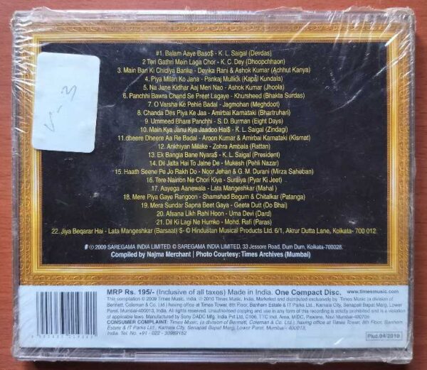 THE HISTORY OF INDIAN FILM MUSIC 1930'S - 1940'S - Hindi Old Film Audio Cd (FACTORY SEALED PACK) - Image 2