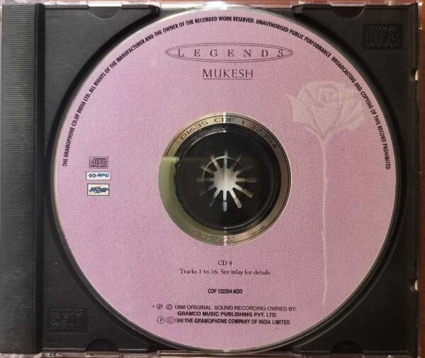 LEGENDS MUKESH CD 4 - Imported Hindi Audio Cd - Image 2