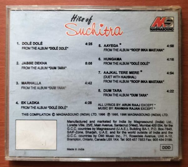 HITS OF SUCHITRA - Hindi Album Audio Cd - Image 3