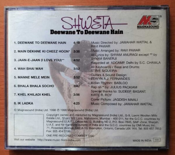 SHWETA DEEWANE TO DEEWANE HAIN - Hindi Album Audio Cd - Image 3