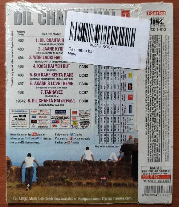 DIL CHAHTA HAI - Shankar-Ehsaan-Loy Hindi Audio Cd (FACTORY SEALED PACK) - Image 2