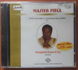 MASTER PIECE LIVE CONCERT AT SRI KRISHNA SABHA - Namagiripettai Krishnan Classical Audio Cd (FACTORY SEALED PACK)