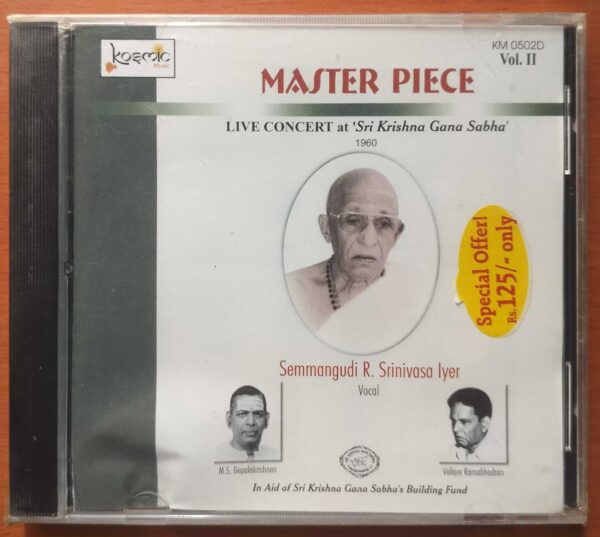 MASTER PIECE LIVE CONCERT AT SRI KRISHNA GANA SABHA VOL. 2 - Seemangudi R. Srinivasa Iyer Classical Vocal Audio Cd (FACTORY SEALED PACK)