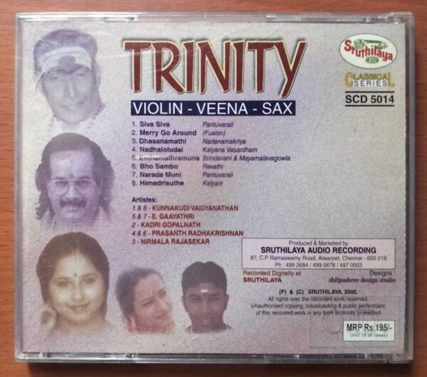 TRINITY VIOLIN VEENA SAX - Kunnakudi Vaidhyanathan & Gayathri & Kopalnath Audio Cd - Image 2