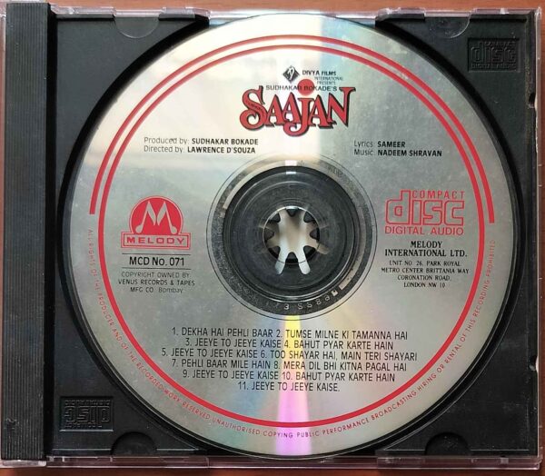 SAAJAN - Nadeem Shravan Imported Venus Melody Hindi Audio CD - Image 2
