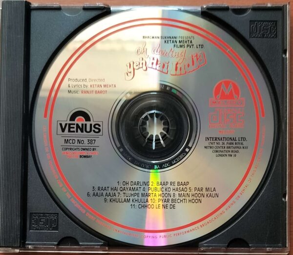 OH DARLING YEH HAI INDIA - Ranjit Barot Imported Venus Melody Hindi Audio Cd - Image 2