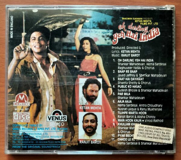 OH DARLING YEH HAI INDIA - Ranjit Barot Imported Venus Melody Hindi Audio Cd - Image 3