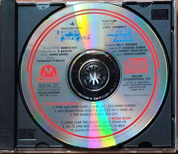PYAR HUA CHORI CHORI / MEENA BAZAR - Laxmikant Pyarelal & Naresh Sharma Imported Venus Melody Hindi Audio Cd - Image 2