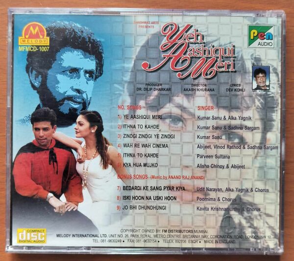 YEH AASHIQUI MERI - Ajit Varman Imported Venus Melody Hindi Audio Cd - Image 3
